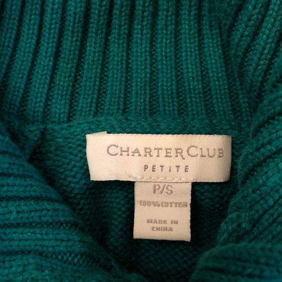 *CHARTER CLUB* Petite Teal x Gold Embellished Top Size SP - Picture 6 of 6